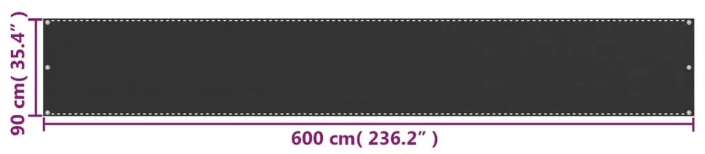 Διαχωριστικό Βεράντας Ανθρακί 90 x 600 εκ. από HDPE - Ανθρακί