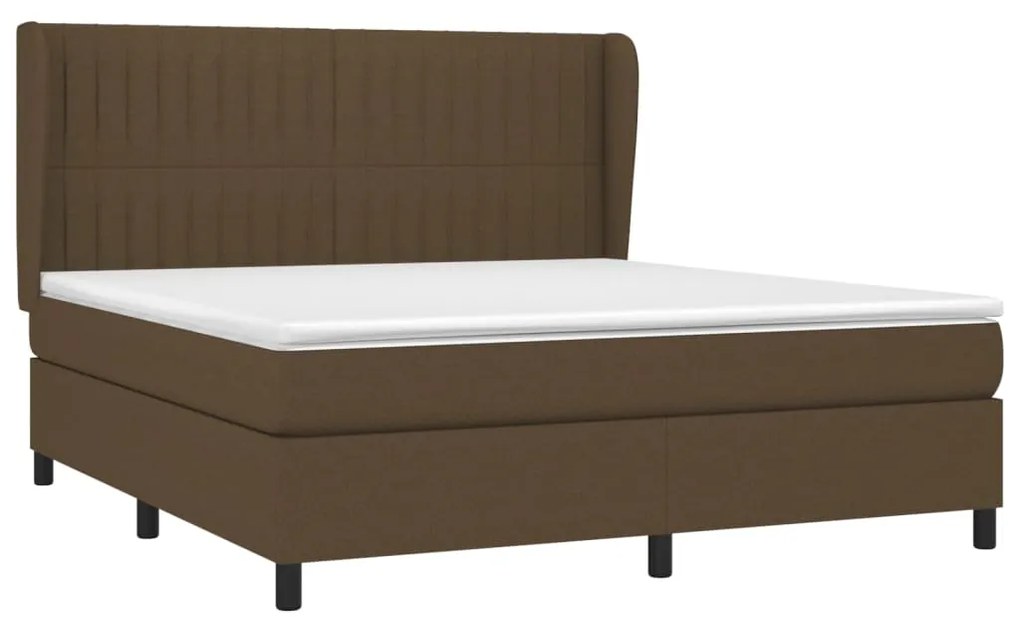 Κρεβάτι Boxspring με Στρώμα Σκούρο Καφέ 160x200 εκ Υφασμάτινο - Καφέ