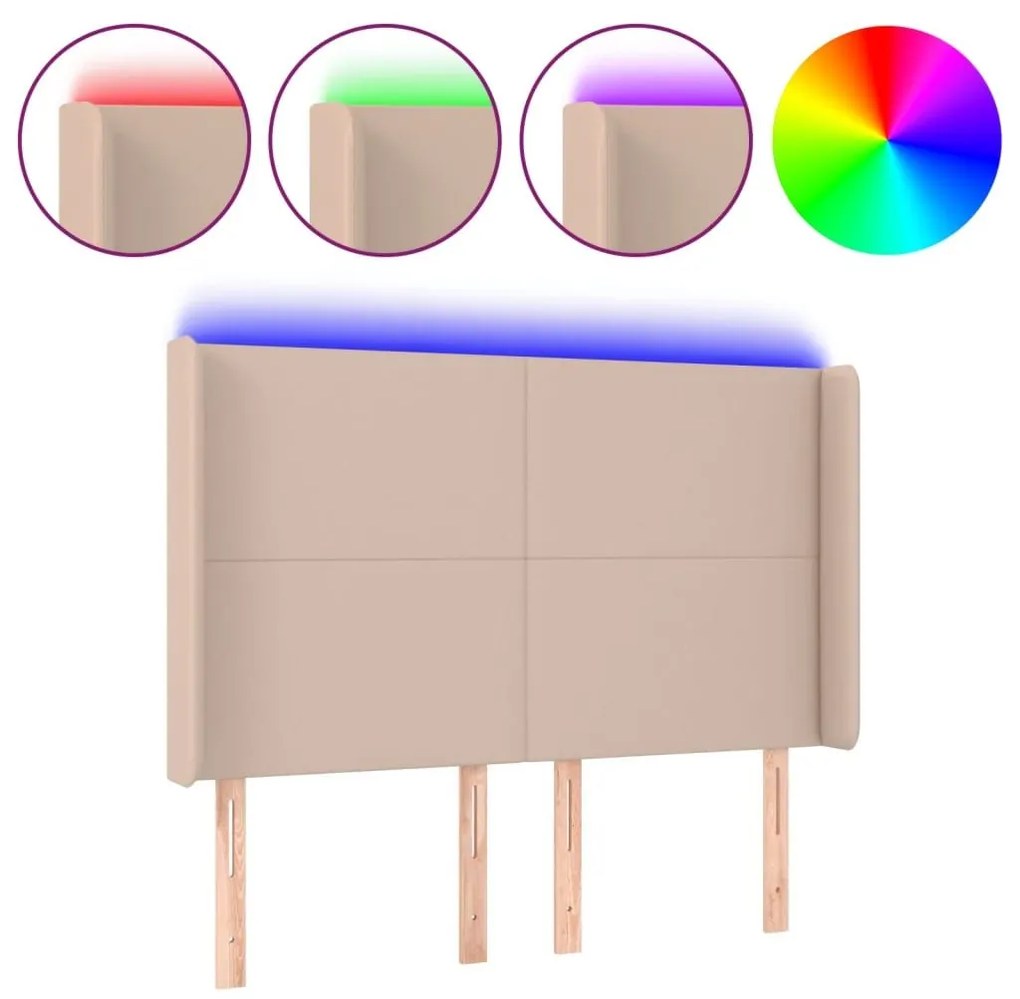 Κεφαλάρι Κρεβατιού LED Καπουτσίνο 147x16x118/128 εκ - Καφέ