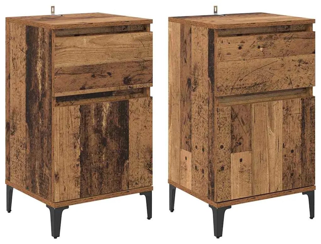 vidaXL Κομοδίνο 2 pcs Παλιό ξύλο 40 x 35 x 70 εκ. Επεξεργασμένο ξύλο
