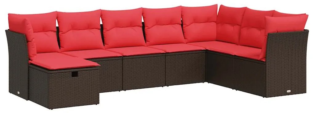 vidaXL Σαλόνι Κήπου Σετ 8 Τεμαχίων Καφέ Συνθετικό Ρατάν με Μαξιλάρια