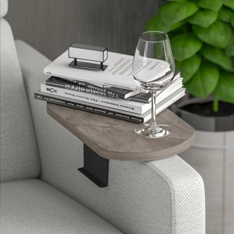 Βοηθητικό τραπεζάκι Linea όψη ανθρακί μάρμαρο - μαύρα μεταλλικά πόδια 20x35x10 εκ. 20x35x10 εκ.