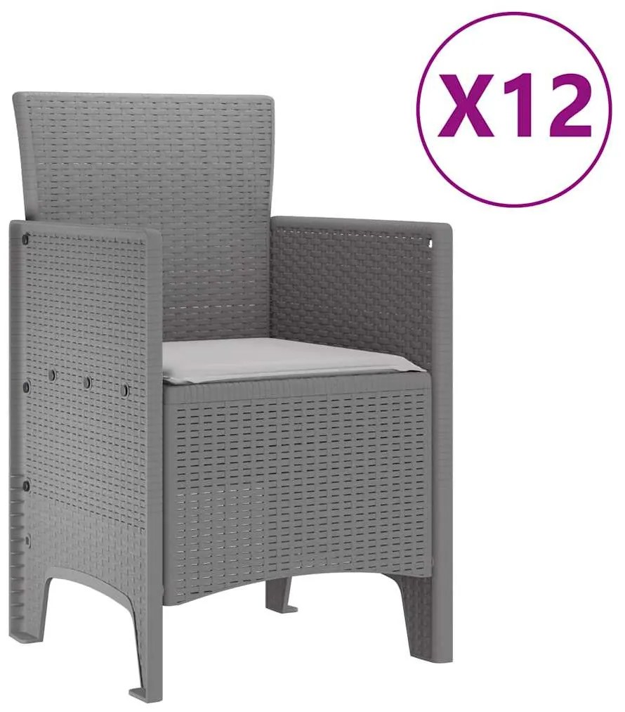 vidaXL Σέτ φαγητού για κήπο 13 pcs Ανοιχτό γκρι Rattan Polt
