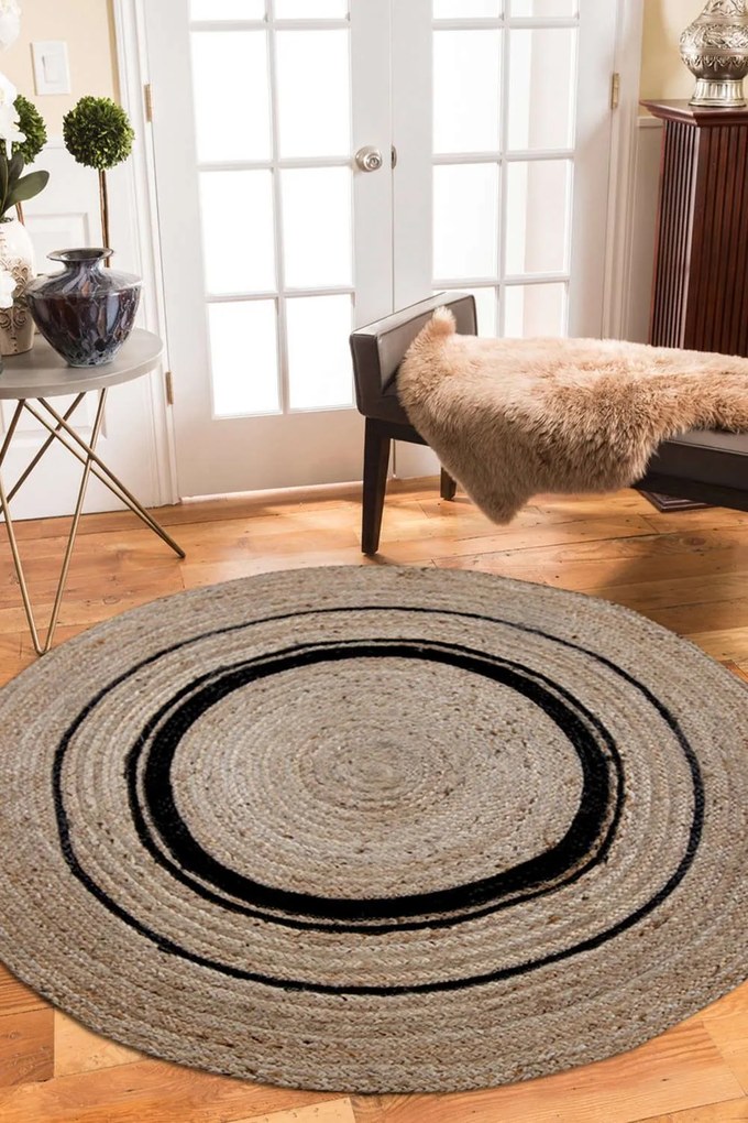 Χαλί Delhi BR-701 Beige-Black New Plan 120X120cm Round