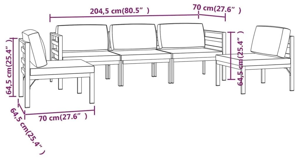Σαλόνι Κήπου 5 Τεμαχίων Ανθρακί Αλουμινίου με Μαξιλάρια - Ανθρακί