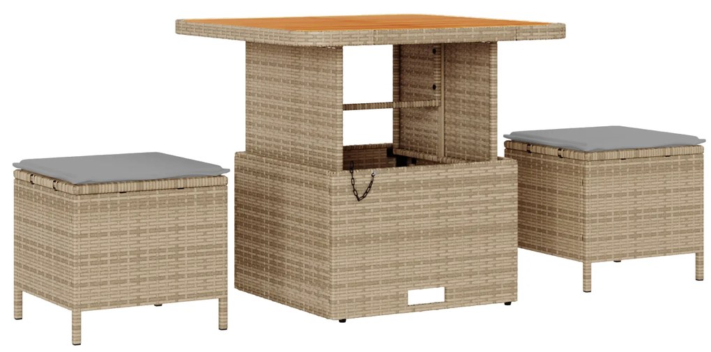 vidaXL 9 Piece Garden Sofa Set with Cushions Beige Poly Rattan Acacia