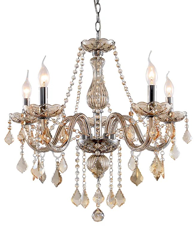 Artekko Artekko Chandelier Luna Πολυέλαιος 5φωτος Σαμπανιζέ Κρύσταλλο (60x60x60)cm 023-3024