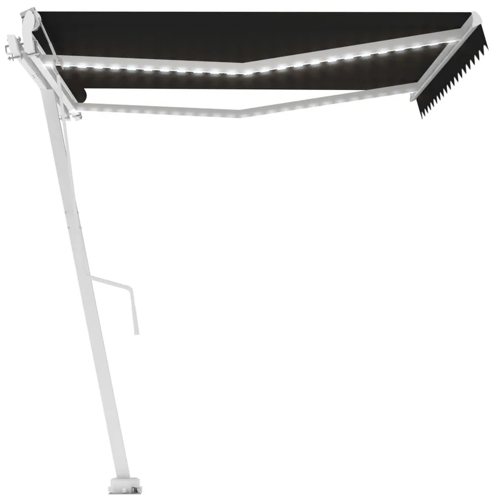 vidaXL Τέντα Αυτόματη με LED &amp; Αισθητήρα Ανέμου Ανθρακί 450x300 εκ.