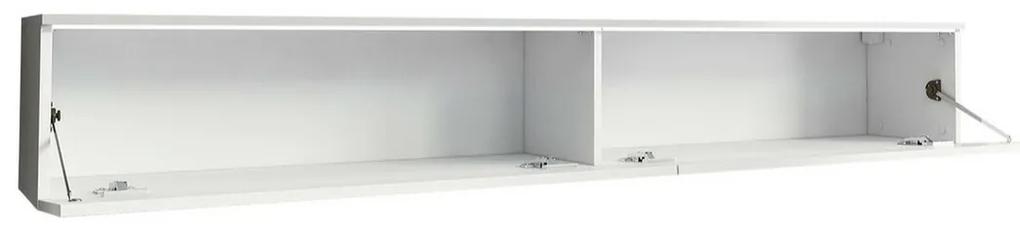 Τραπέζι Tv Sarasota 121, Γυαλιστερό λευκό, Wotan δρυς, Ο αριθμός των θυρών: 2, 180x30x33cm, 28 kg | Epipla1.gr