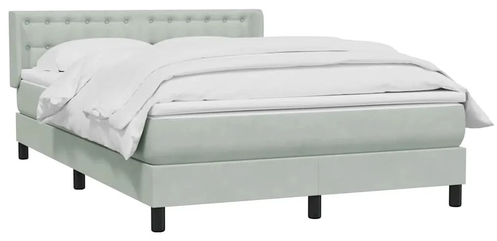 vidaXL Κρεβάτι Boxspring με Στρώμα Ανοιχτό Γκρι 160x220 εκ. Βελούδινο