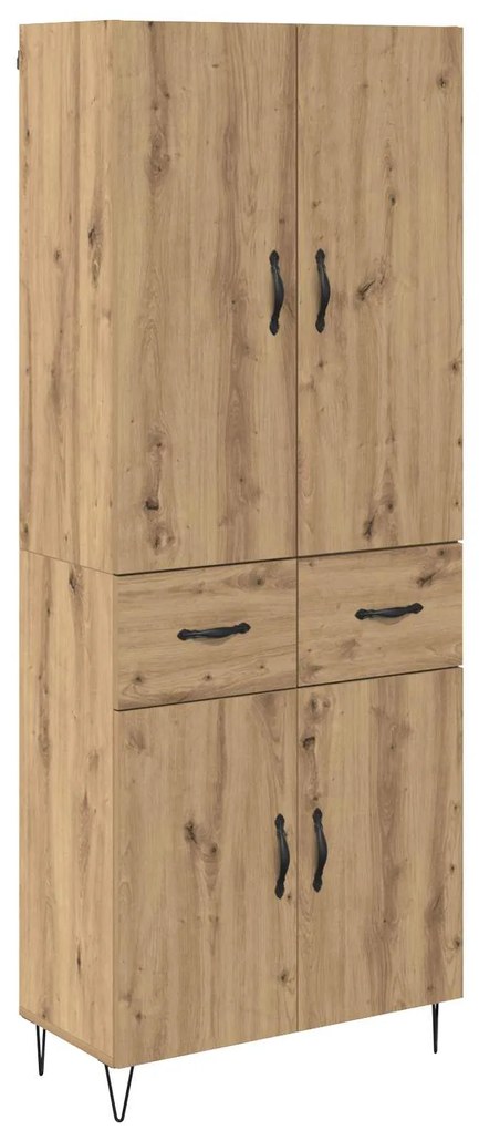 vidaXL Highboard 2 pcs Artisan Oak Μηχανική ξυλεία και γυαλί