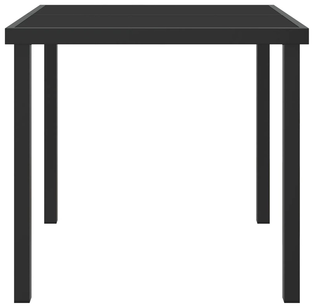 vidaXL Μαύρο Τραπέζι Κήπου 80x80x73 εκ. με Χαλαζιακό Γυαλί