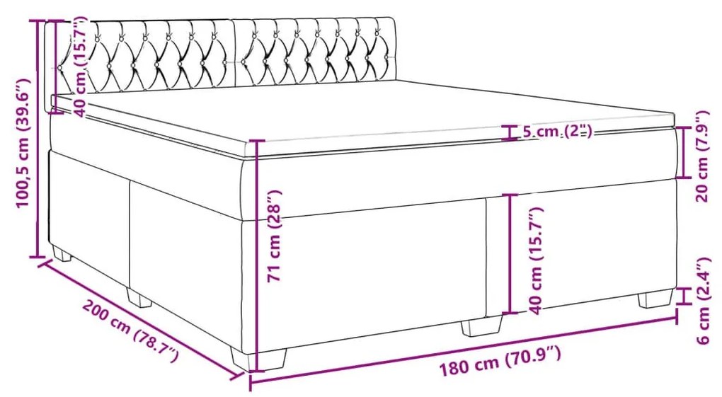 Κρεβάτι Boxspring με Στρώμα Σκούρο Πράσινο 180x200εκ. Βελούδινο - Πράσινο