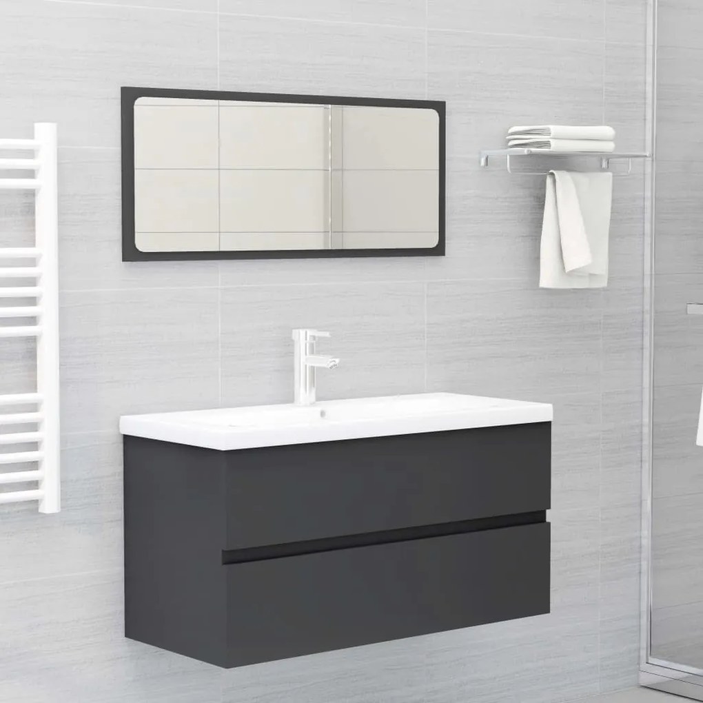 vidaXL Ντουλάπι Νιπτήρα Γκρι 90 x 38,5 x 45 εκ. από Μοριοσανίδα