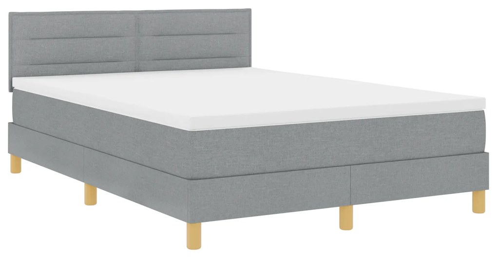 vidaXL Κρεβάτι με Στρώμα Ανοιχτό Γκρι 140x200 cm Ύφασμα