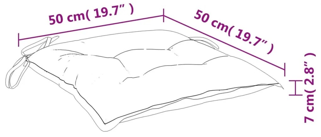 Μαξιλάρια Καρέκλας 4 τεμ. Μπλε/Λευκό Ριγέ 50x50x7εκ. Υφασμάτινα - Πολύχρωμο