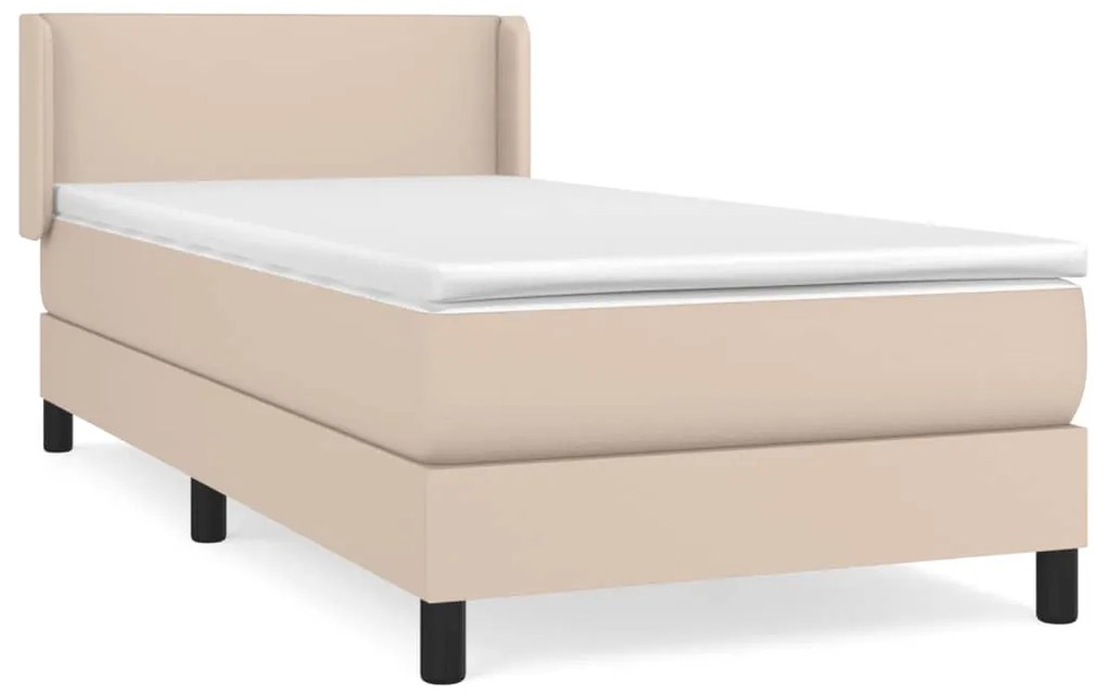 vidaXL Κρεβάτι Boxspring με Στρώμα Καπουτσίνο 80x200 εκ. Συνθ. Δέρμα