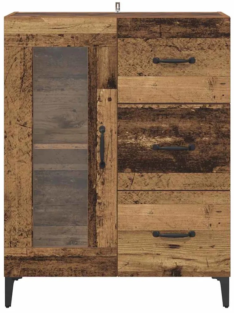 vidaXL Πλαϊνό γραφείο με συρτάρι Παλιό Ξύλο 69,5 x 34 x 90 εκ.