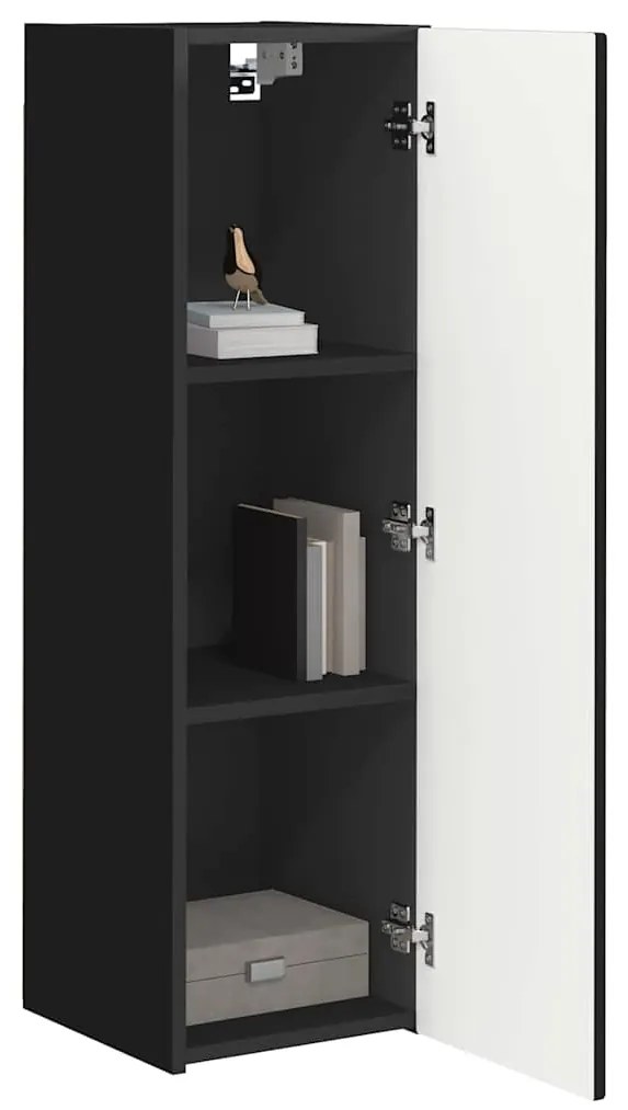 vidaXL Ντουλάπι Τηλεόρασης Τοίχου Επιτοίχιο Μαύρο 30 x 31 x 100 εκ.