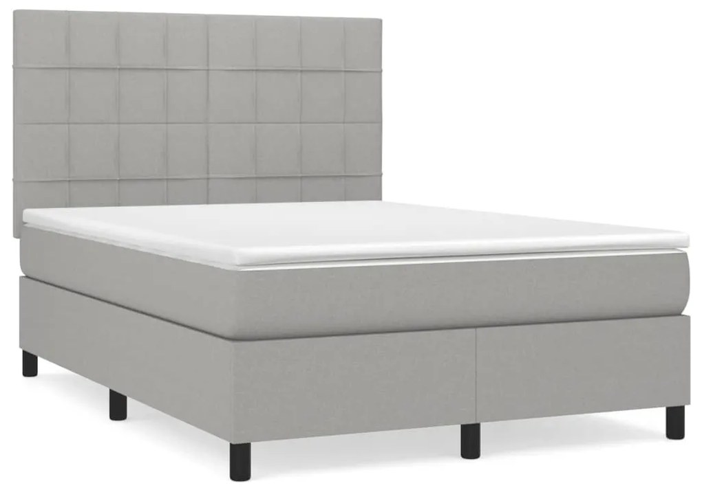 vidaXL Κρεβάτι Boxspring με Στρώμα Ανοιχτό Γκρι 140x190 εκ. Υφασμάτινο