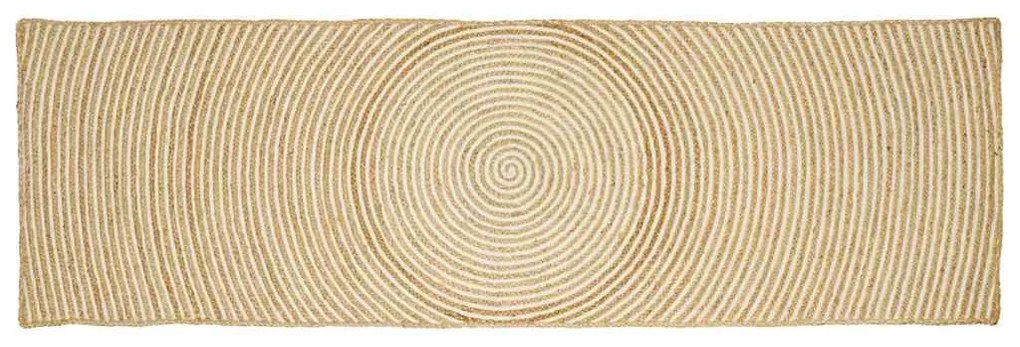 vidaXL Χαλί Φυσικό και Λευκό 60 x 300 cm Γιούτα