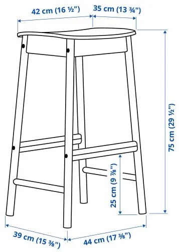 RÖNNINGE σκαμπό μπαρ, 75 cm 905.112.33