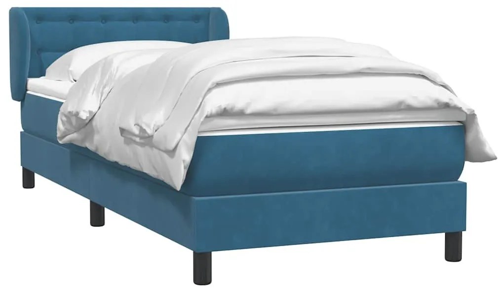 Κρεβάτι Boxspring με Στρώμα Σκούρο Μπλε 100x210 εκ. Βελούδινο - Μπλε