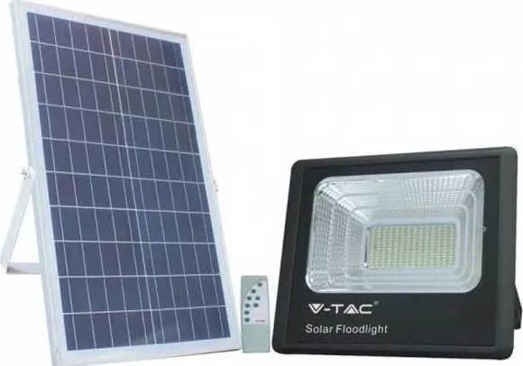 V-TAC Στεγανός Ηλιακός Προβολέας IP65 Ισχύος 200W με Τηλεχειριστήριο και Φυσικό Λευκό Φως σε Μαύρο χρώμα