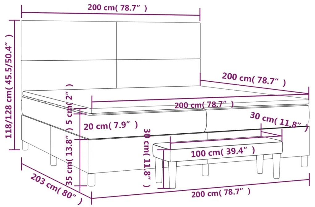 Κρεβάτι Boxspring με Στρώμα Σκούρο Καφέ 200x200 εκ. Υφασμάτινο - Καφέ