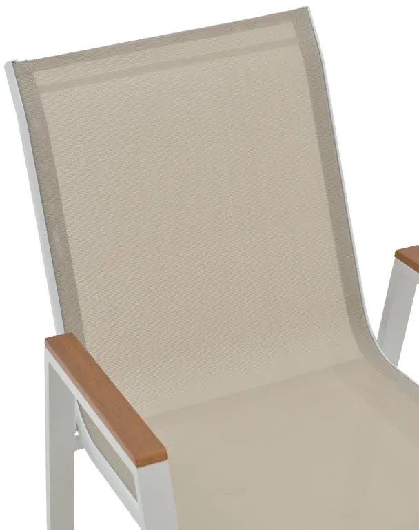 Καρέκλα - Πολυθρόνα Azelie αλουμινίου σε απόχρωση textilene μπεζ και πόδι λευκό 77x55x94εκ 56x75x88 εκ.