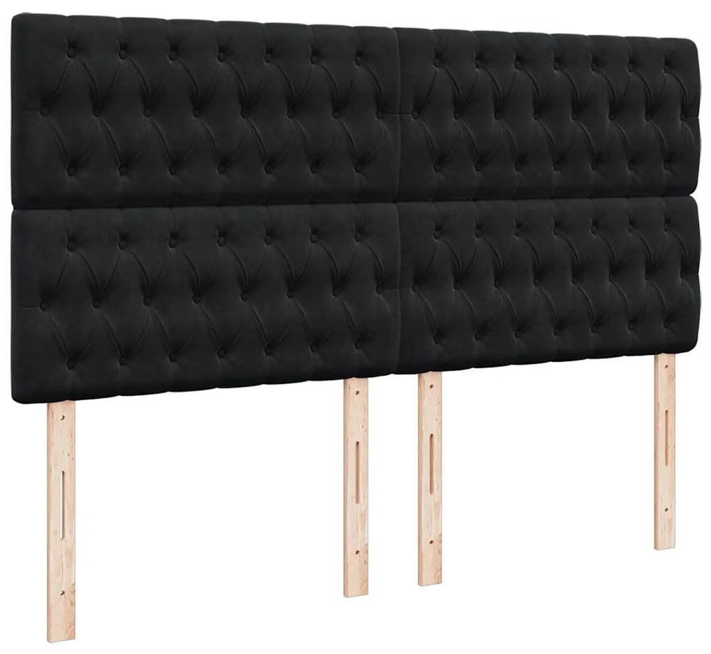 vidaXL Κρεβάτι Boxspring με Στρώμα Μαύρο 200x200 εκ. Βελούδινο