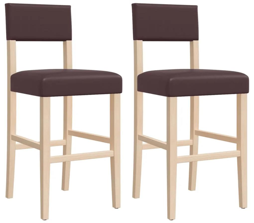 vidaXL Καρέκλες Μπαρ 2 τεμ. Μασίφ Καουτσουκόδεντρο / Συνθετικό Δέρμα
