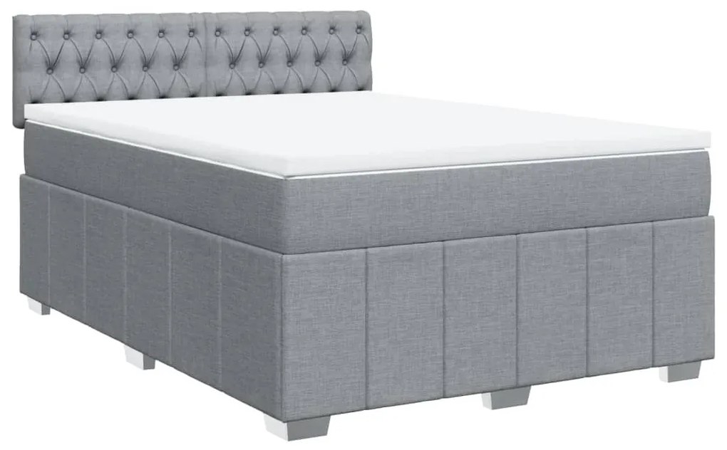 Κρεβάτι Boxspring με Στρώμα Ανοιχτό Γκρι 140x200 εκ. Υφασμάτινο - Γκρι