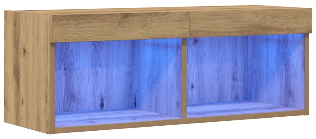 vidaXL Ντουλάπι Τηλεόρασης με LED Φώτα σε Τεχνοτροπία Ξύλου 80x30x30 εκ.
