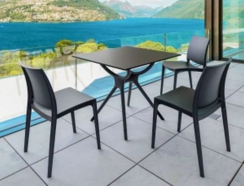Τραπέζι Air 80Χ80Εκ. Black Laminate 12Mm