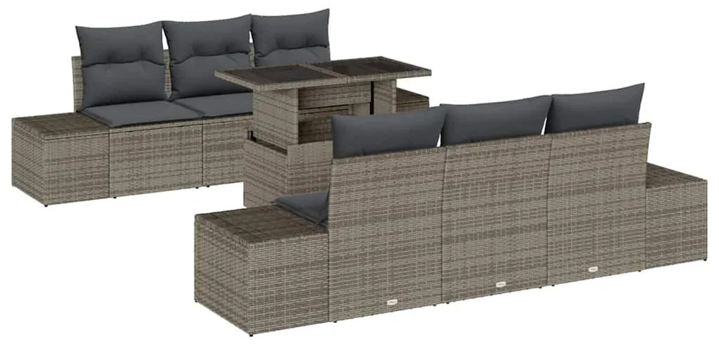 vidaXL Σετ Καναπέ Κήπου με μαξιλάρι 7 pcs Γκρι 100 x 55 x 73 εκ.