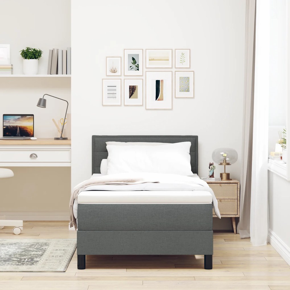 vidaXL Κρεβάτι Box Spring με Στρώμα Σκούρο Γκρι 80x200 εκ Ύφασμα