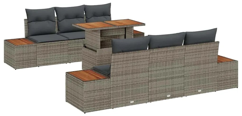 vidaXL Σέτ φαγητού για κήπο 7 pcs Γκρι, Καφέ 100 x 55 x 73 εκ