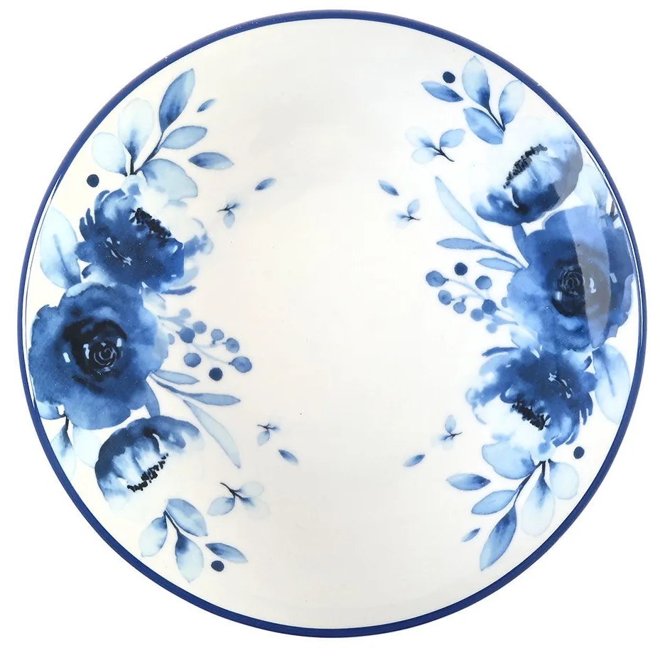 Πιάτο Βαθύ Πορσελάνινο Blue Rose 23cm - Estia