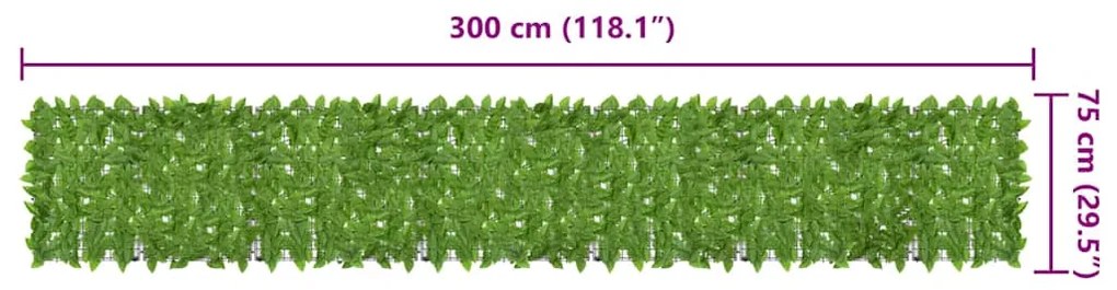 vidaXL Διαχωριστικό Βεράντας με Πράσινα Φύλλα 400 x 75 εκ.