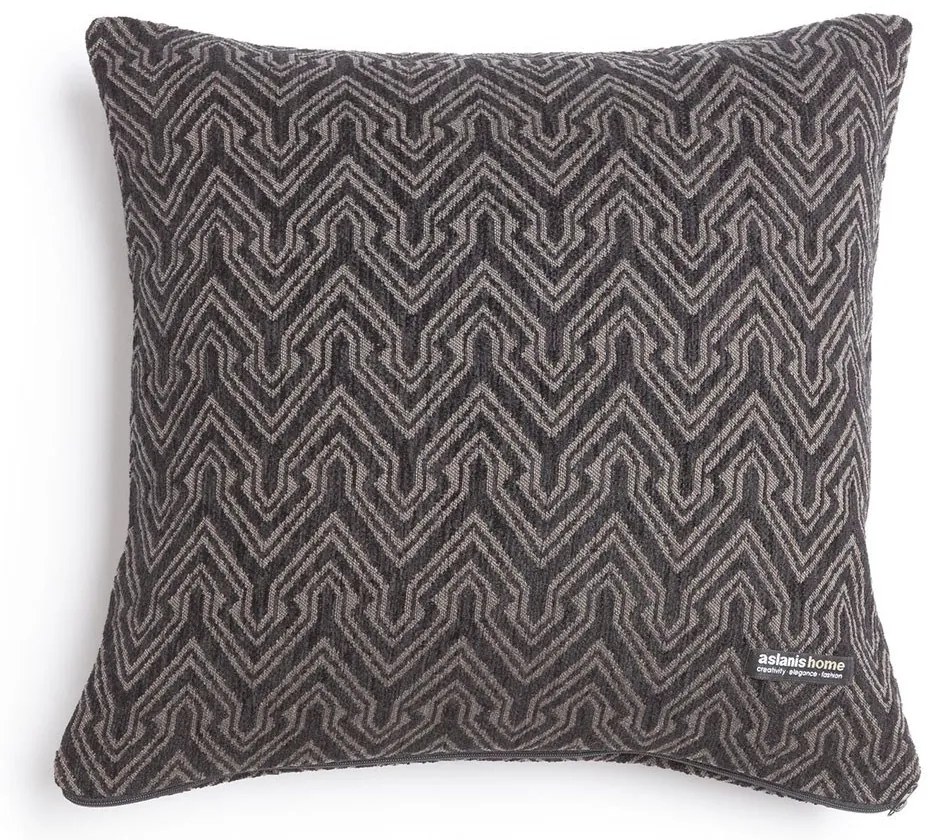 Μαξιλαροθήκη Διακοσμητική Tymfi Classic Black-Beige Aslanis Home 45X45 Βαμβάκι-Chenille