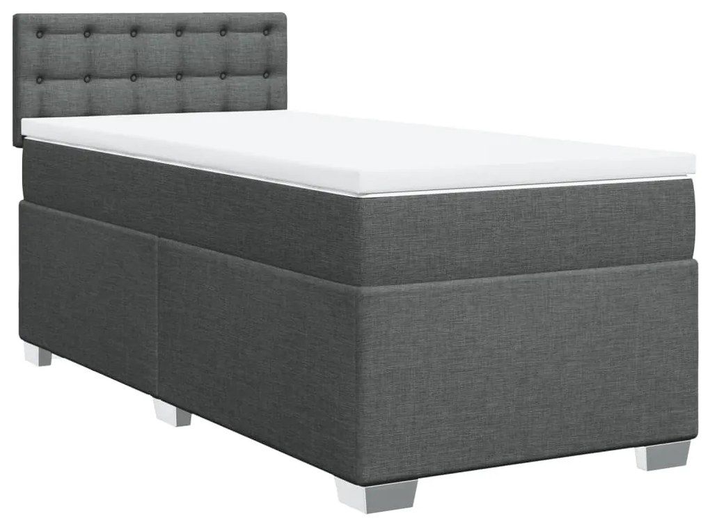 vidaXL Κρεβάτι Boxspring με Στρώμα Σκούρο Γκρι 100x200 εκ. Υφασμάτινο