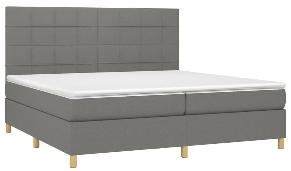 Κρεβάτι Boxspring με Στρώμα Σκούρο Γκρι 200x200 εκ. Υφασμάτινο - Γκρι