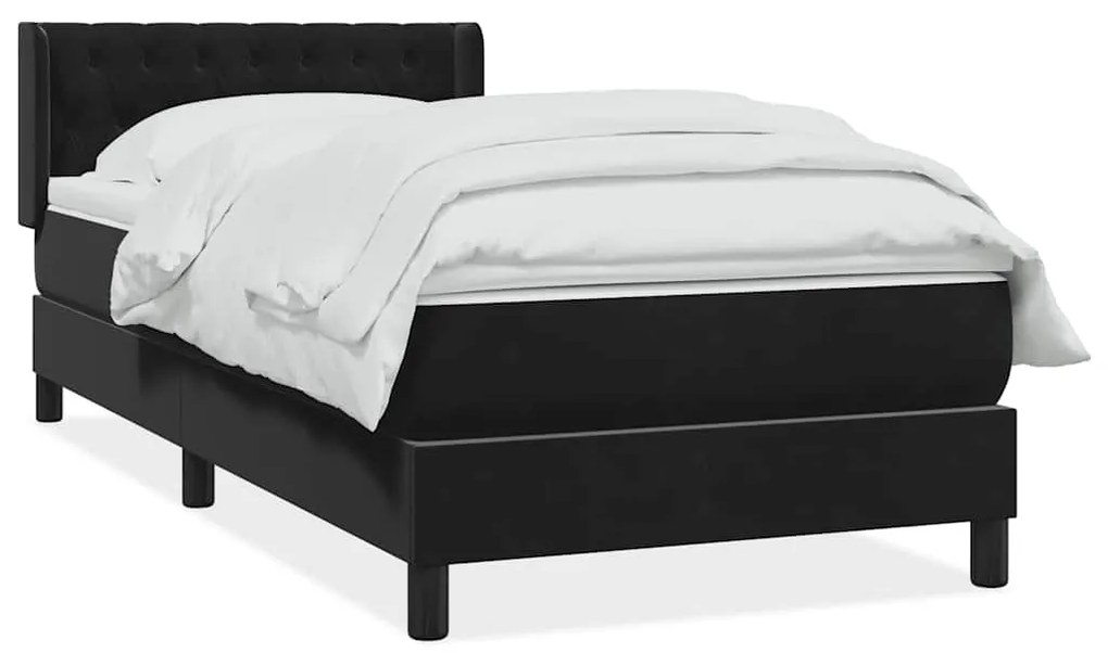 vidaXL Κρεβάτι Boxspring με Στρώμα Μαύρο 90x210 εκ. Βελούδινο