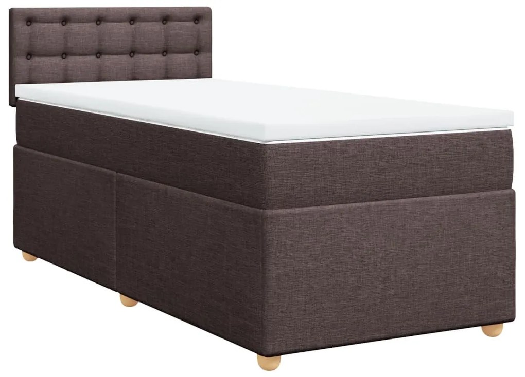 Κρεβάτι Boxspring με Στρώμα Σκούρο Καφέ 100x200 εκ. Υφασμάτινο - Καφέ