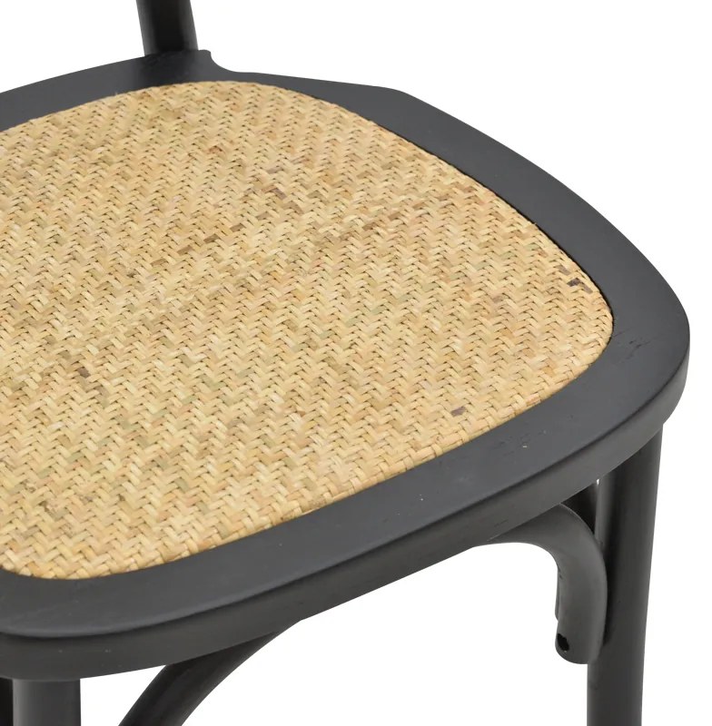 Καρέκλα Zoel pakoworld μαύρο ξύλο οξιάς-φυσικό rattan 45x52x82εκ - 263-000031