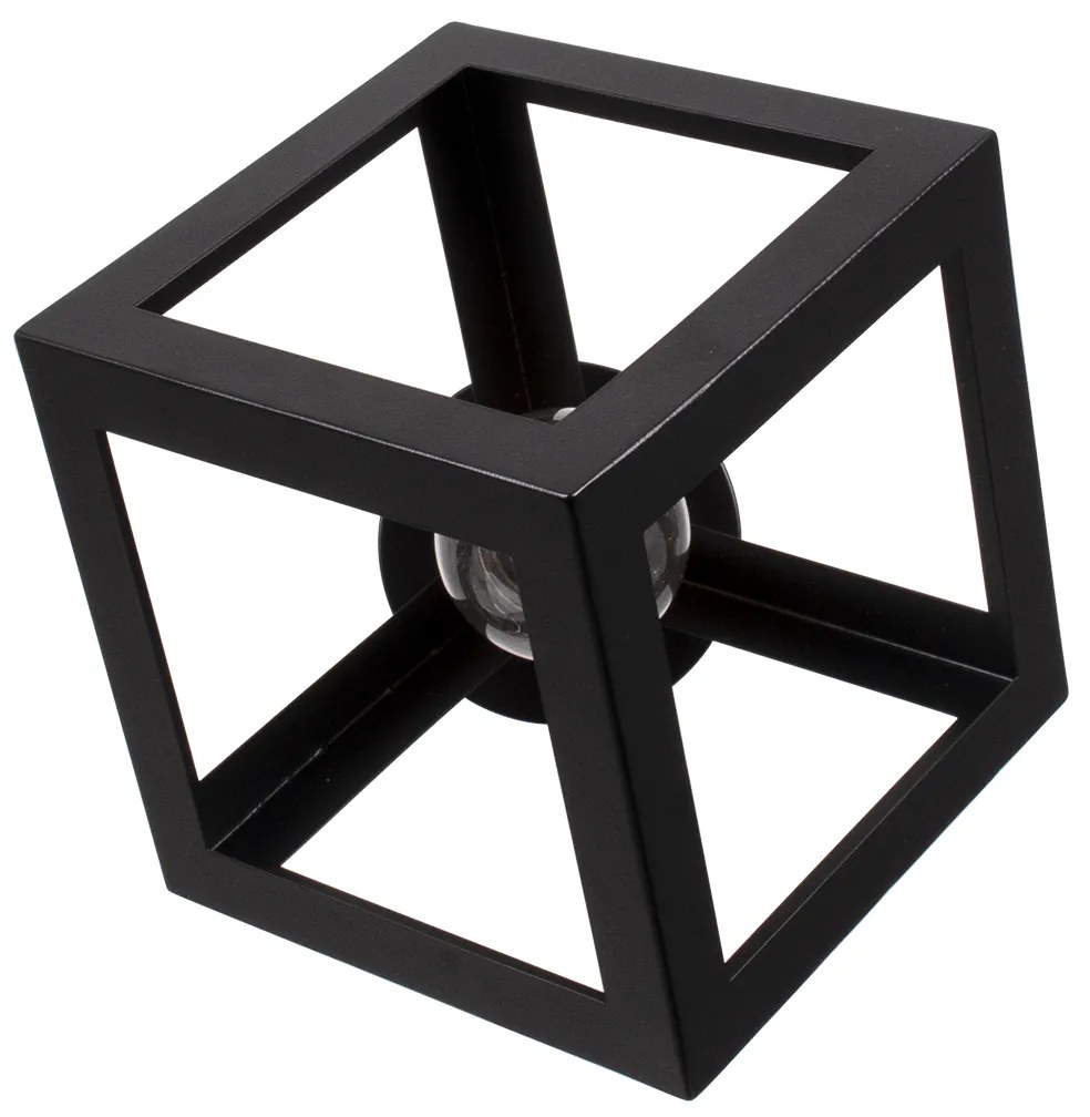 GloboStar® CUBE 00799 Μοντέρνο Φωτιστικό Οροφής Μονόφωτο Μαύρο Μεταλλικό Πλέγμα Φ25 x Y25cm