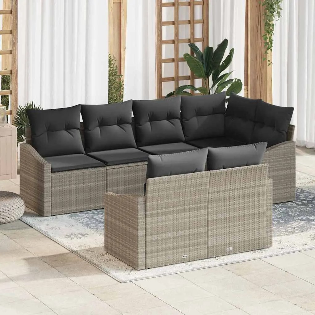 vidaXL Σέτ φαγητού για κήπο με μαξιλάρι 7 pcs Ανοιχτό γκρι