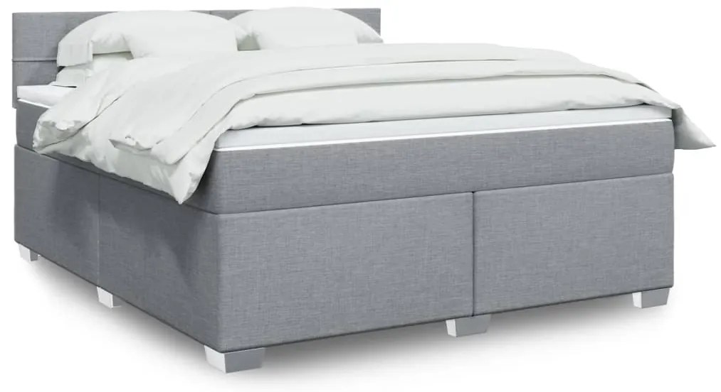 vidaXL Κρεβάτι Boxspring με Στρώμα Ανοιχτό Γκρι 180x200 εκ. Υφασμάτινο