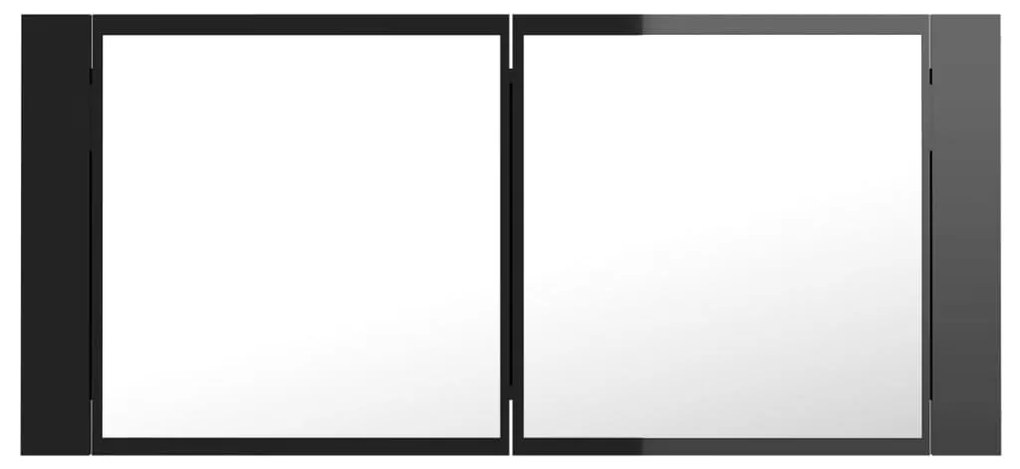 vidaXL Ντουλάπι Μπάνιου με Καθρέφτη & LED Γυαλ. Μαύρο Ακρυλικός